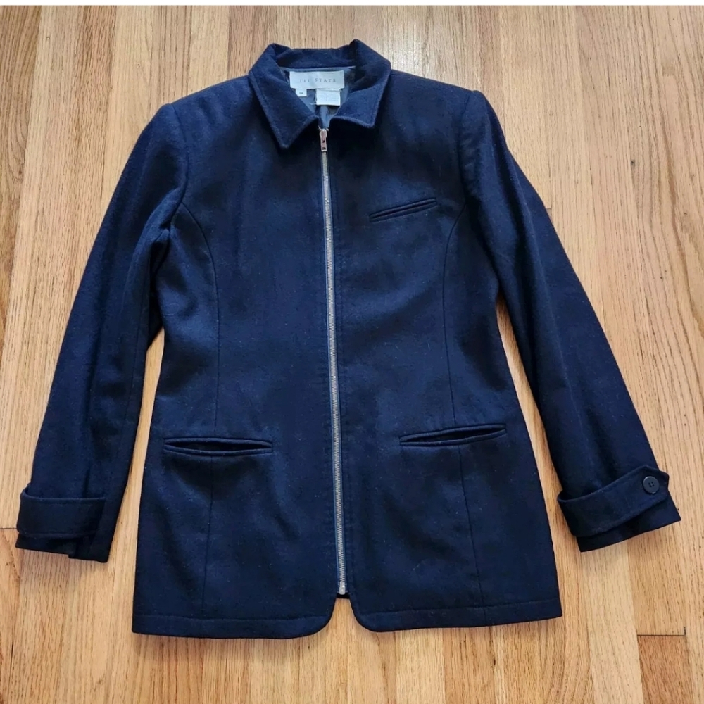 111 State Coat 80% Wool Front Zip 3 Pockets Fully Lined Size Medium